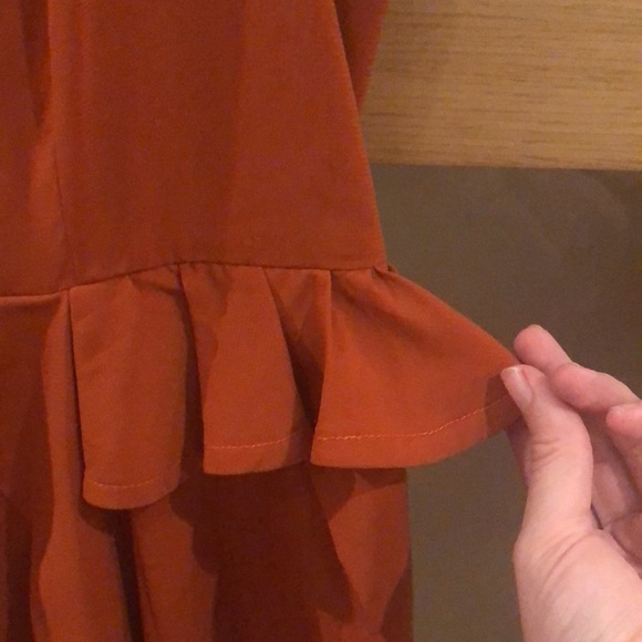 SELFI Dark reddish/Rust Orange Semi-Sheer Spaghetti Strap Dress - Picture 10 of 12